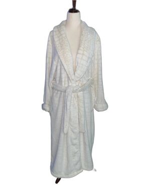 Kay Anna ~ Women’s Small ~ White W/ Pink Checkered ~ Soft Plush Robe